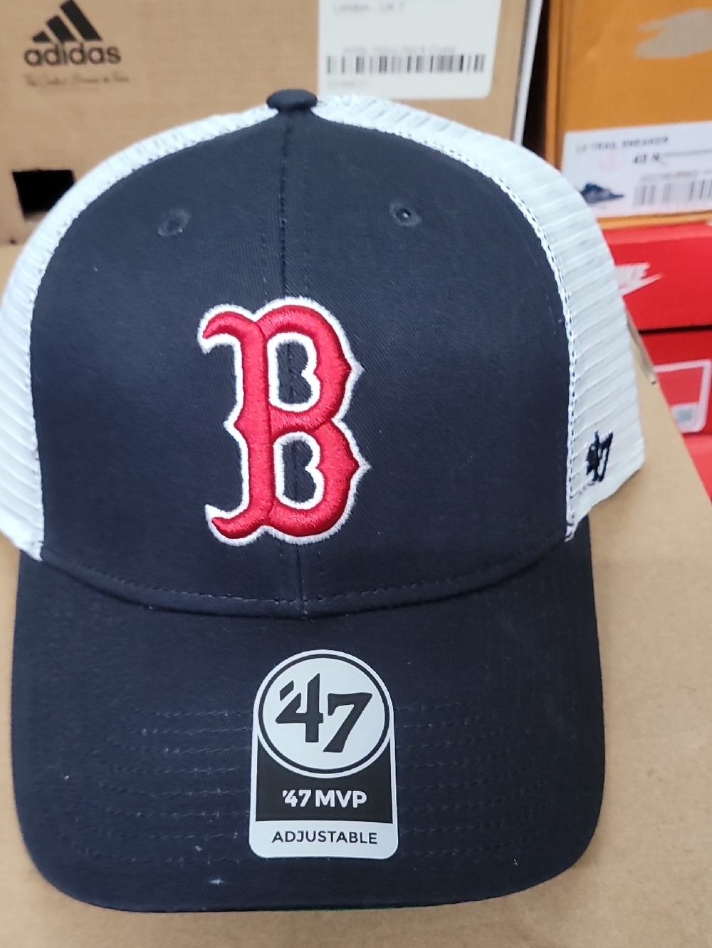 47 Brand Boston Red B Trucker Hat in Navy, White & Red